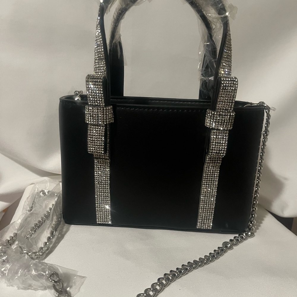 Isaac Mizrahi Black and Silver Shoulder Bag with Glamorous Details